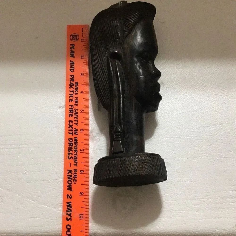 Vintage carved Ebony wood Ethiopian woman’s head figurine